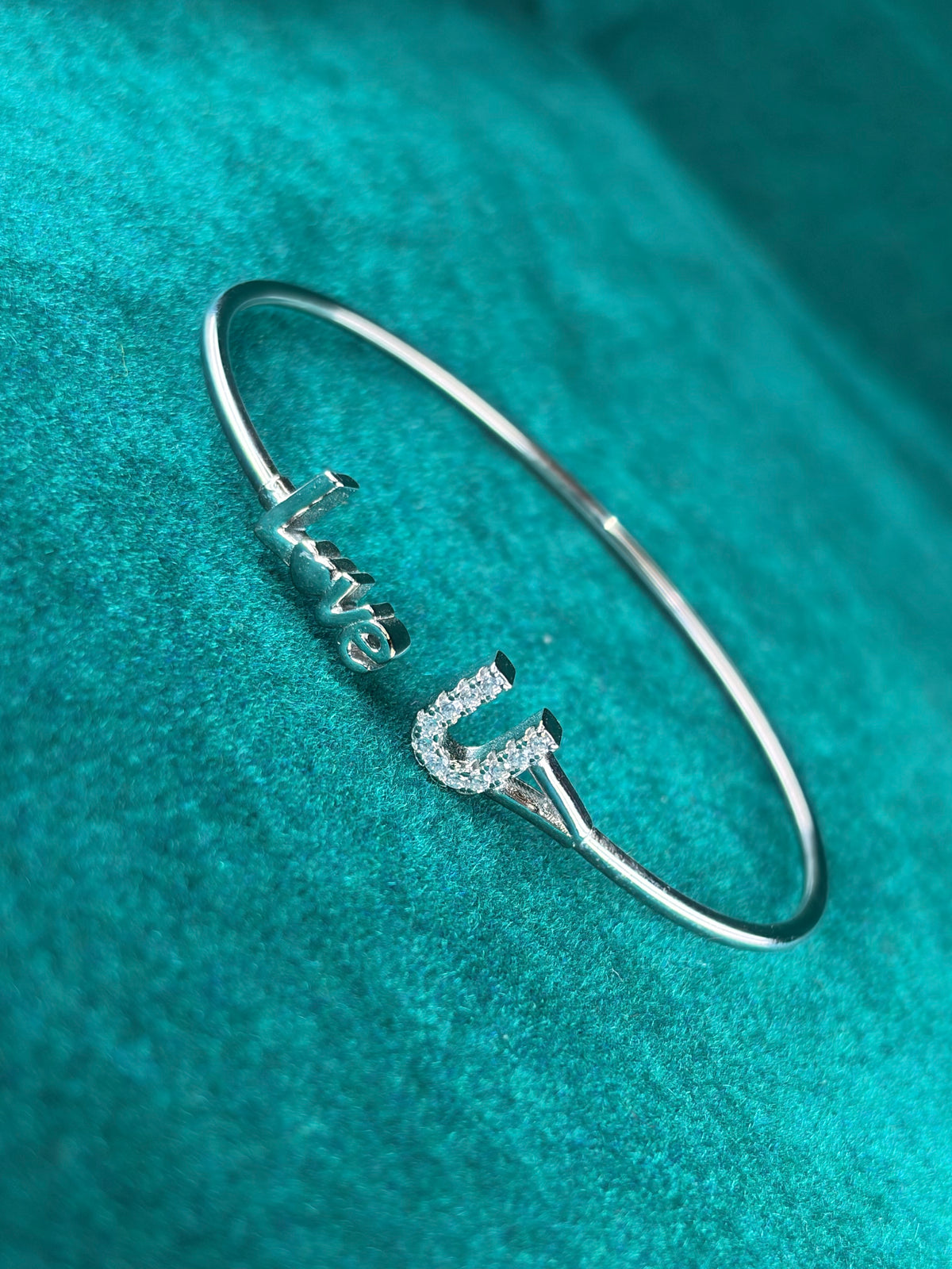 Love Script Kada Bracelet – Spiral Detail, 925 Silver