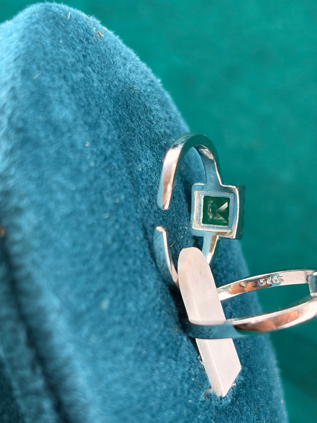 Square-Cut Emerald-Tone Toe Ring – Pave Halo, 925 Silver