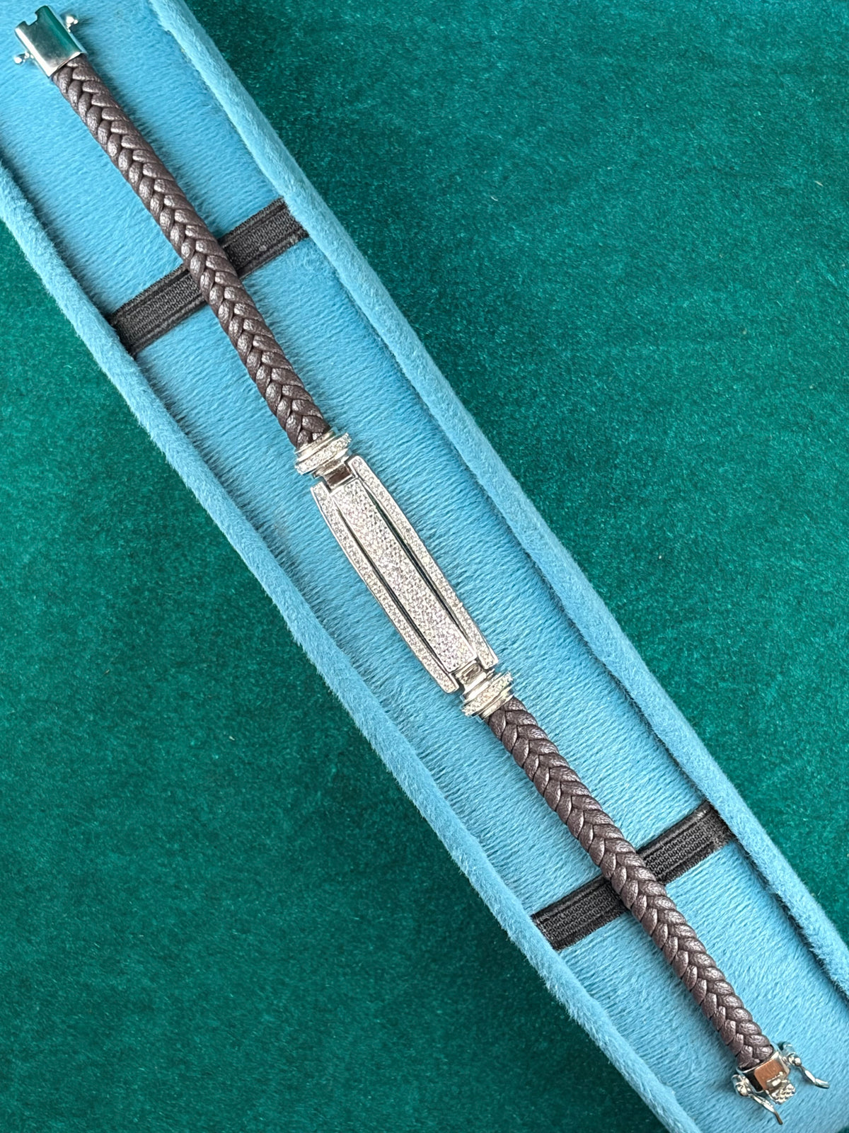 Pave Bar Bracelet – Emerald-Tone Accent, 925 Silver