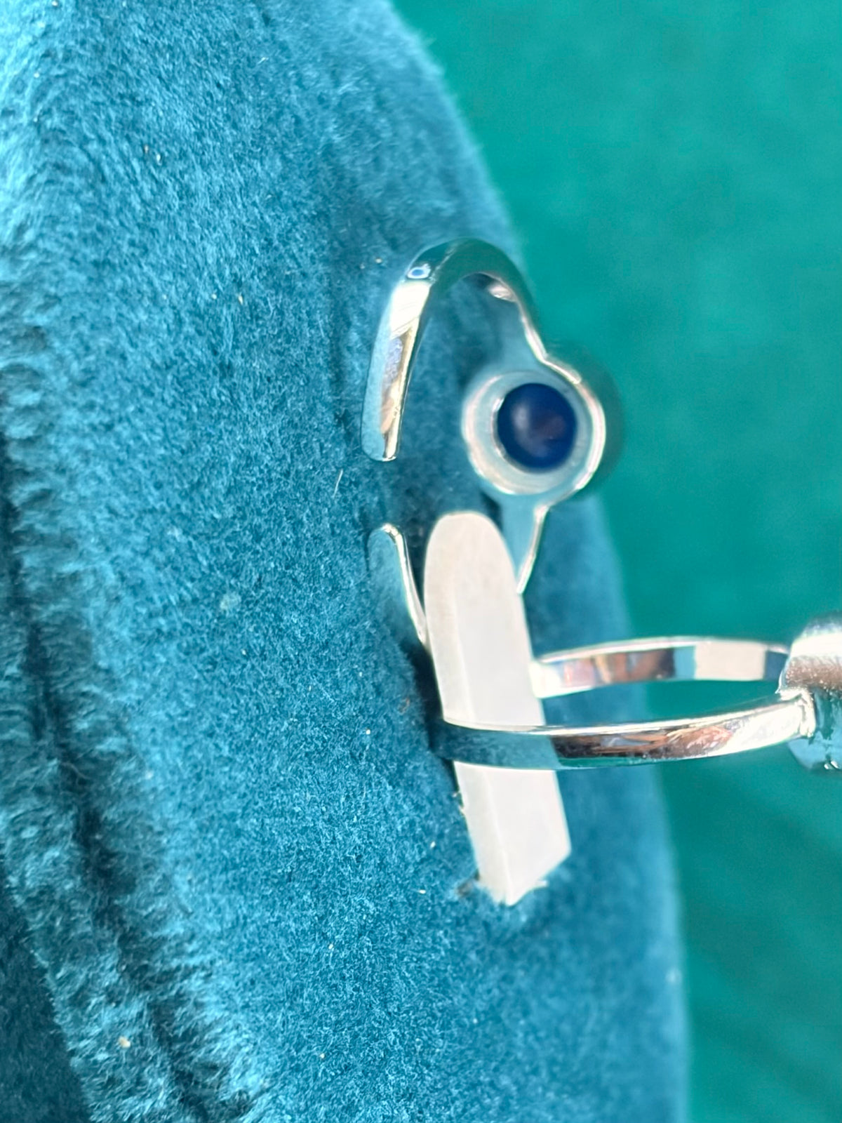 Round Sapphire-Tone Toe Ring – Cabochon Bezel, 925 Silver