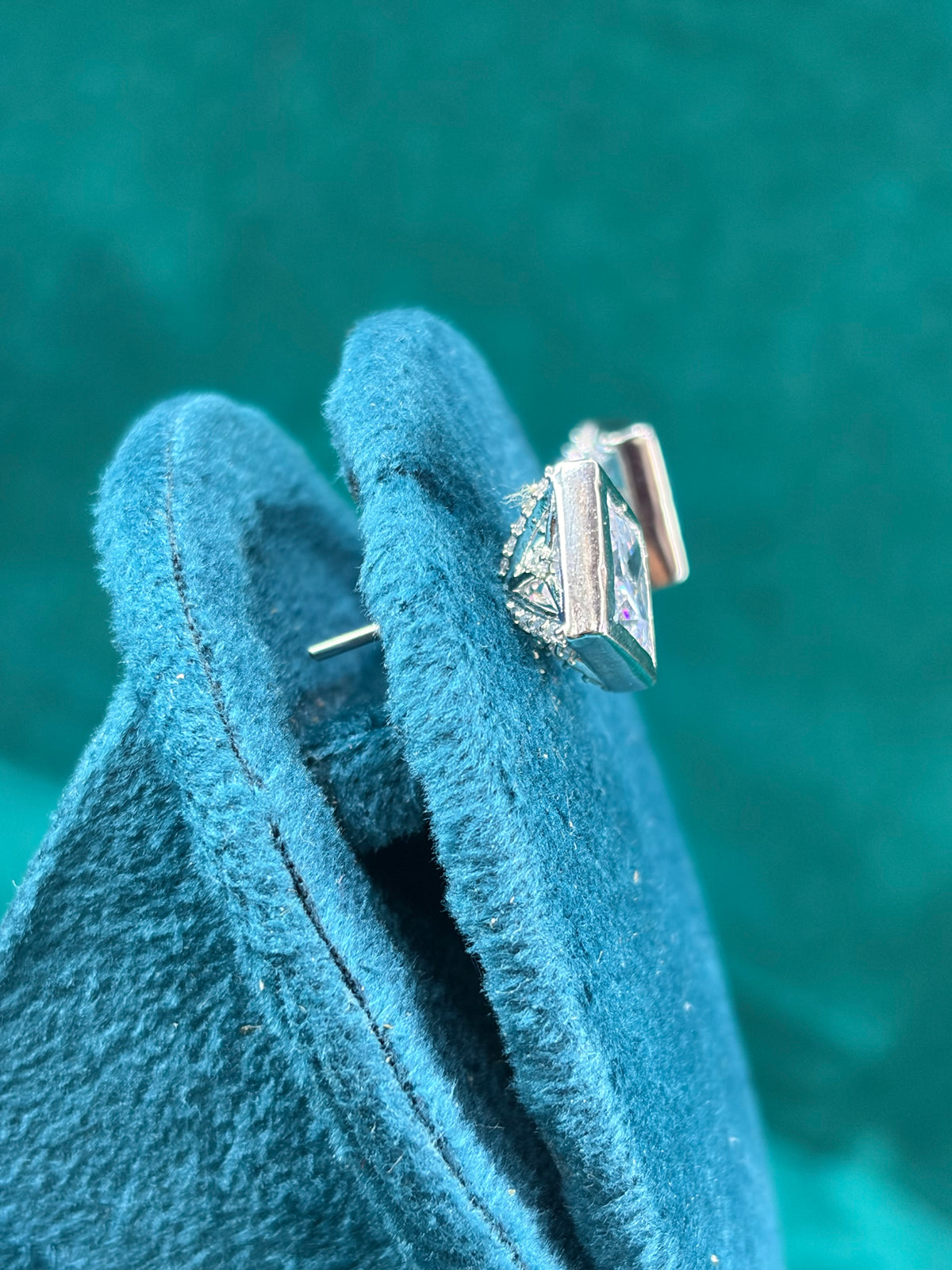 Princess Cut Stud Earrings – Bezel Set, 925 Silver