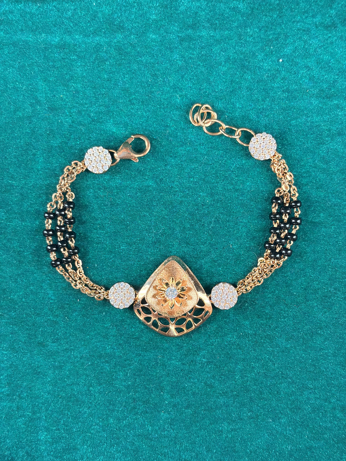 Cutwork Flower Charm Bracelet – Shield Motif, 925 Silver
