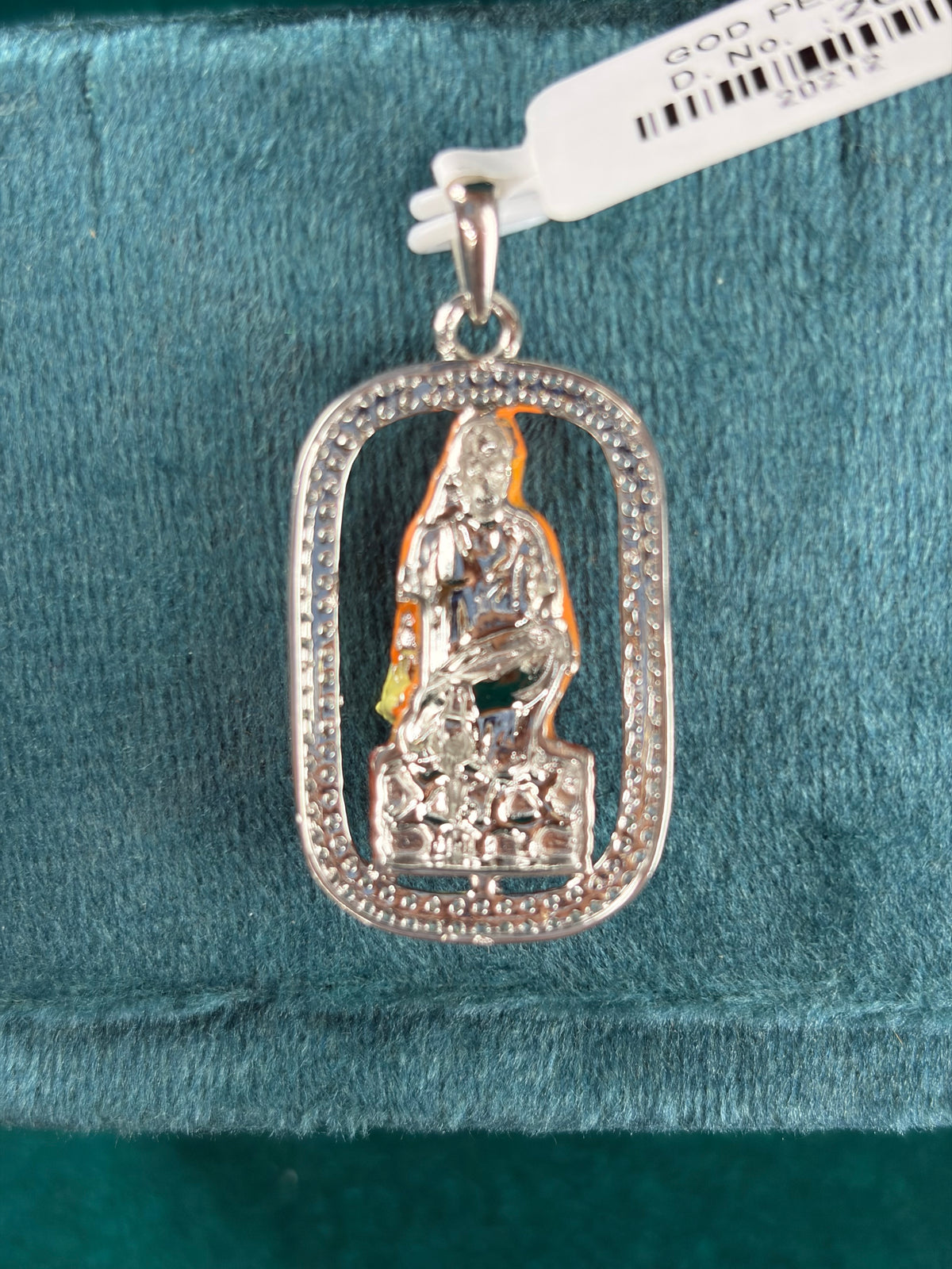 Sai Baba Pendant – Pave Halo Frame, 925 Silver