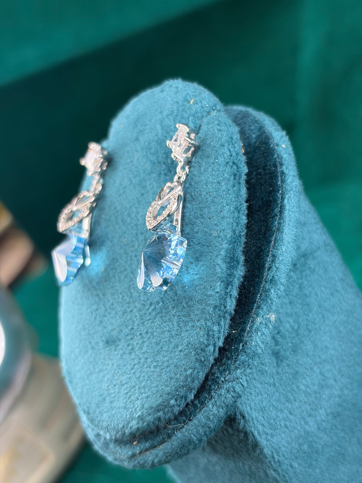 CZ Heart Link Danglers, 925 Silver