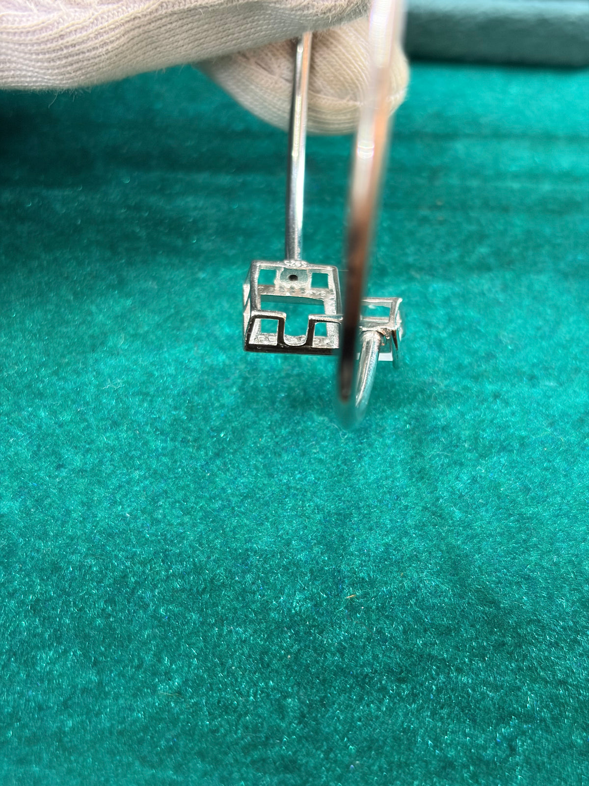 Square CZ Charm Bangle, 925 Silver