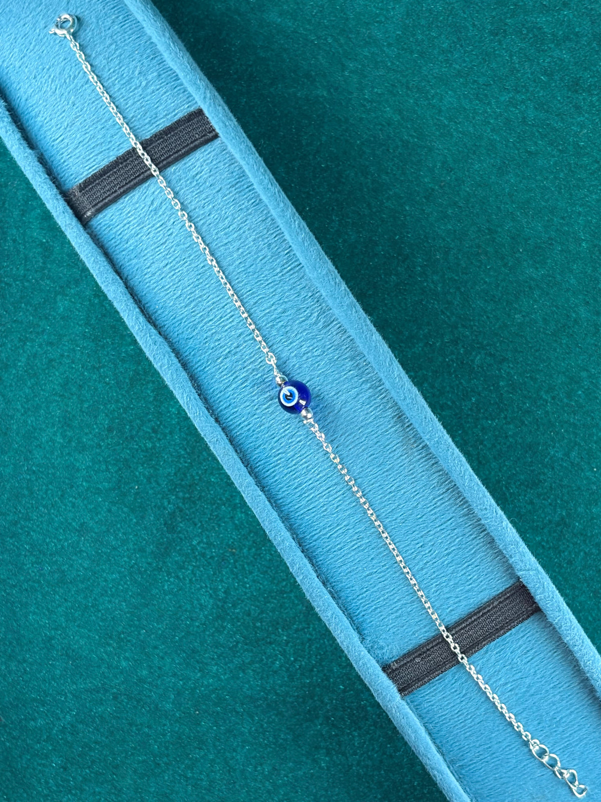 Evil Eye Bead Bracelet – Blue Enamel, 925 Silver