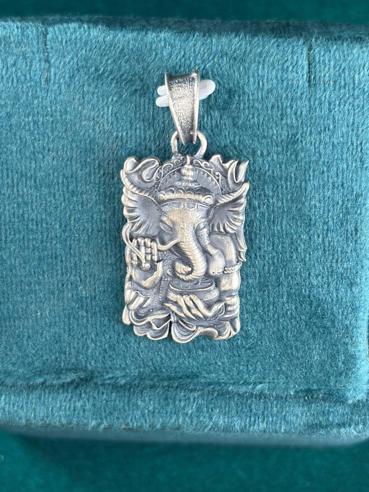 Ganesha Pendant – Rectangle Tag, 925 Silver