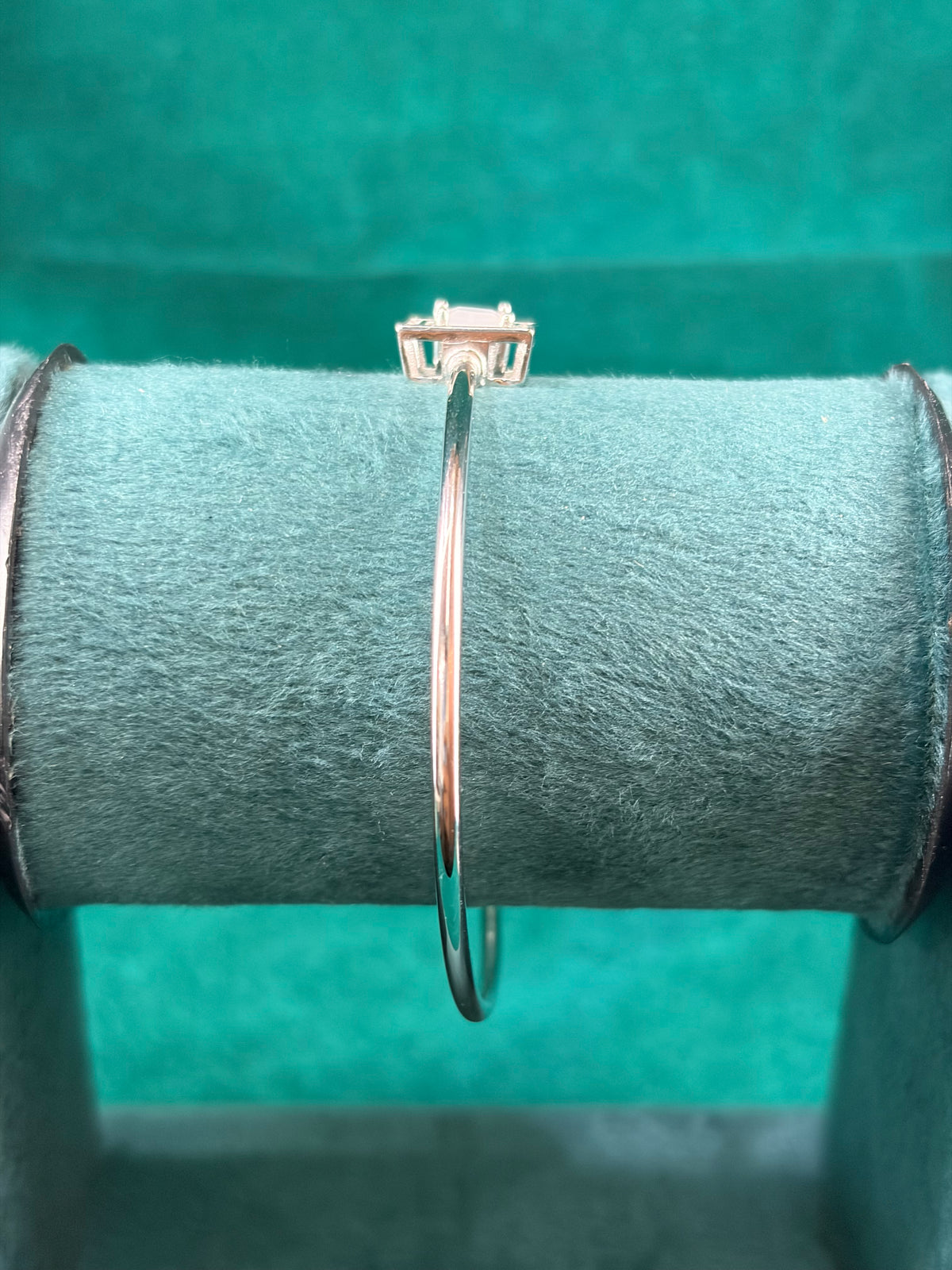 Square CZ Charm Bangle, 925 Silver