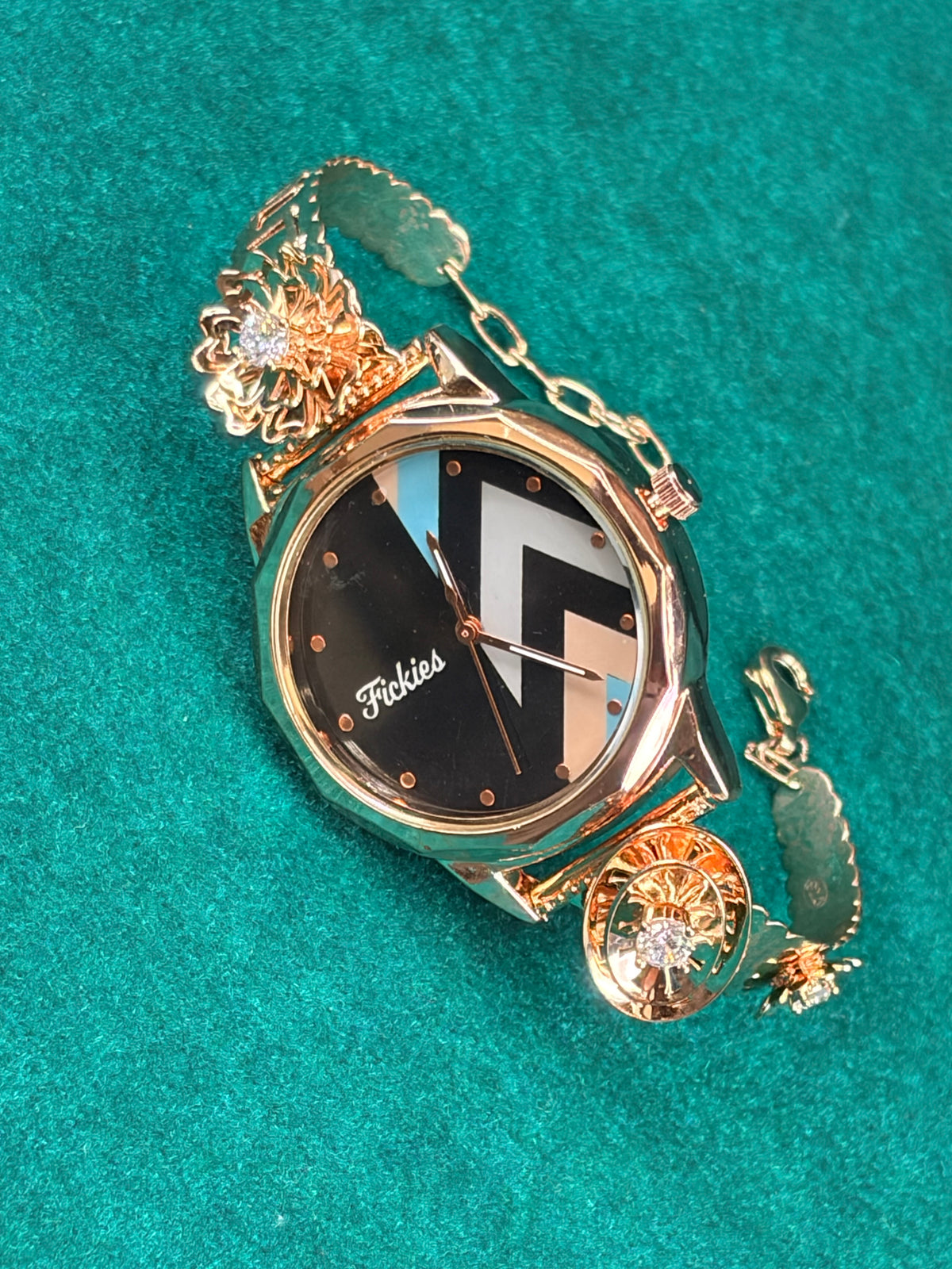 Chevron Dial Watch – Color-Block Rose-Gold, 925 Silver