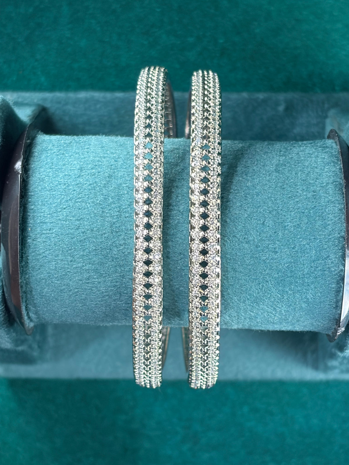 Pave Bangle Pair – Classic Round, 925 Silver