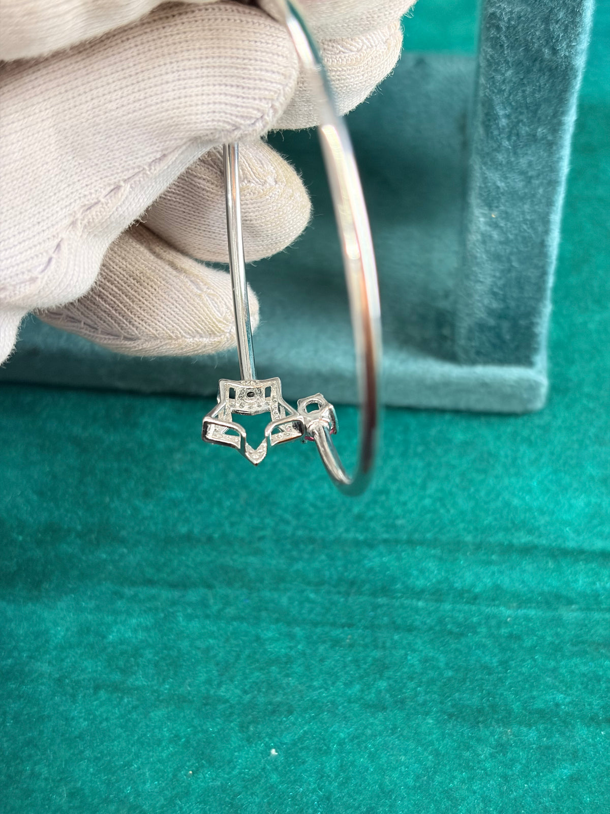 Pink-Tone Star Bangle, 925 Silver