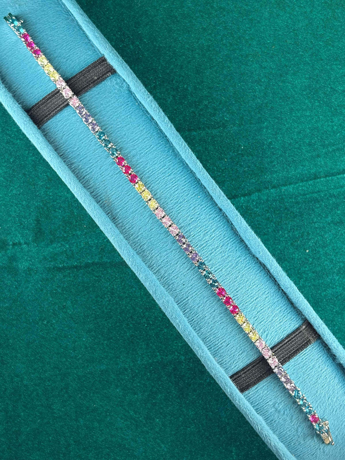 Pastel Ombré CZ Tennis Bracelet – Rainbow Sunset, 925 Silver