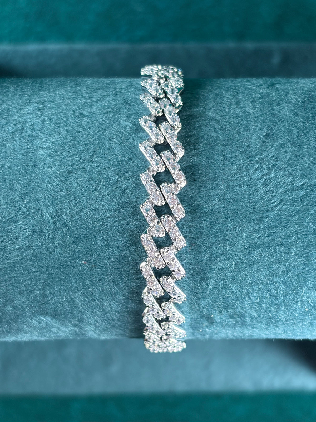 Pave Cuban Link Bracelet – Bold Baguette, 925 Silver