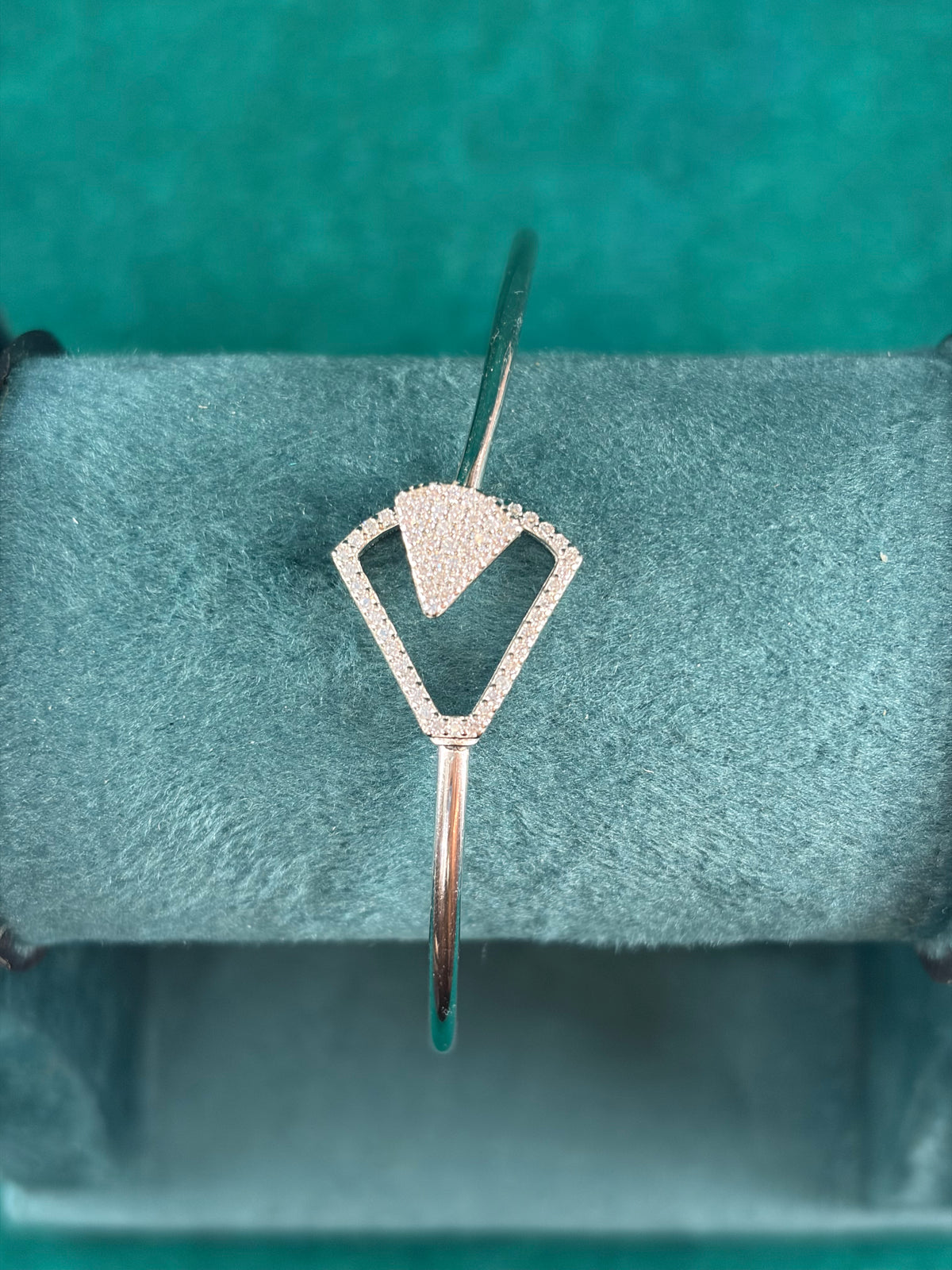 Geometric Triangle Bangle, 925 Silver