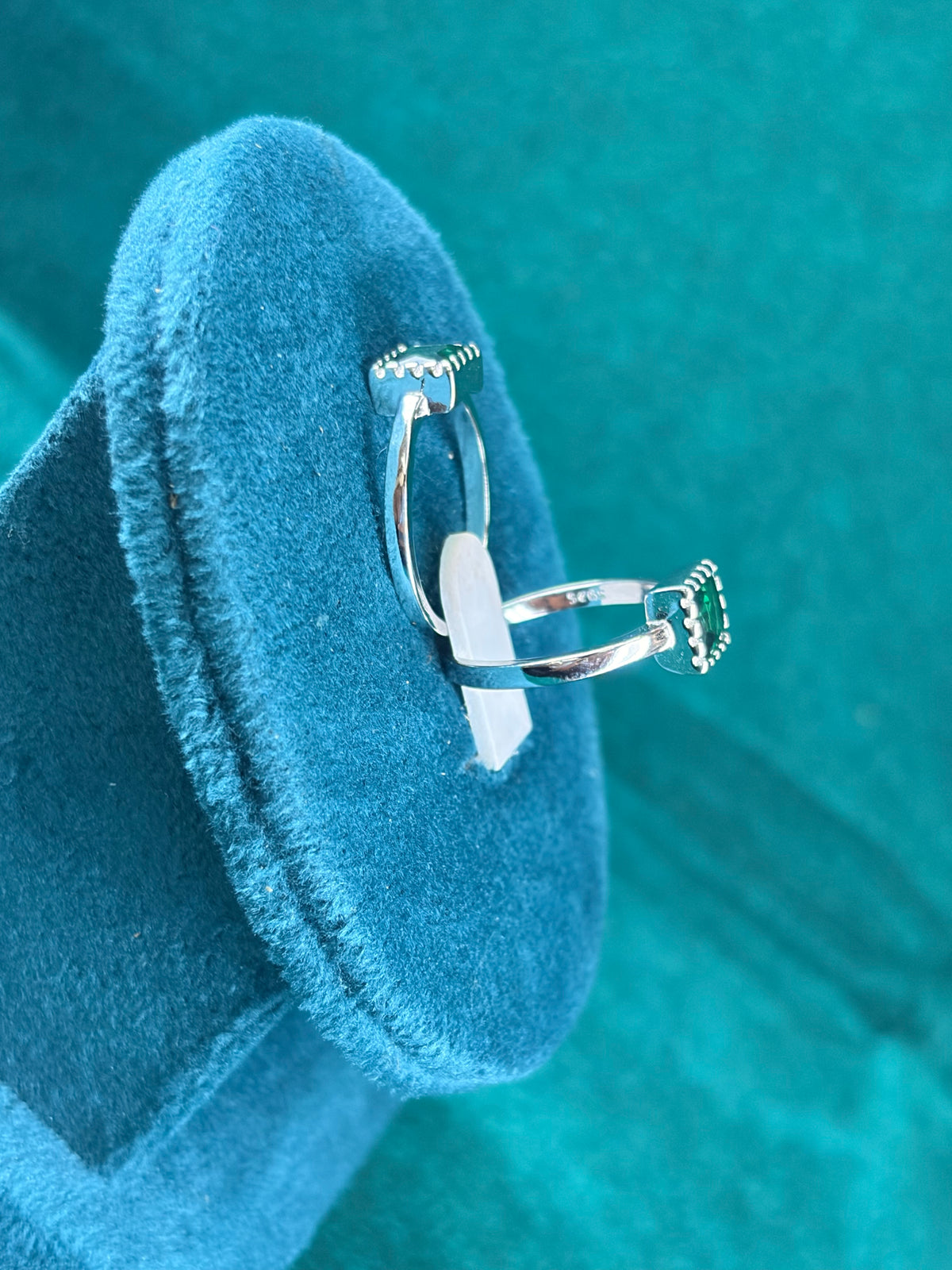 Square-Cut Emerald-Tone Toe Ring – Pave Halo, 925 Silver