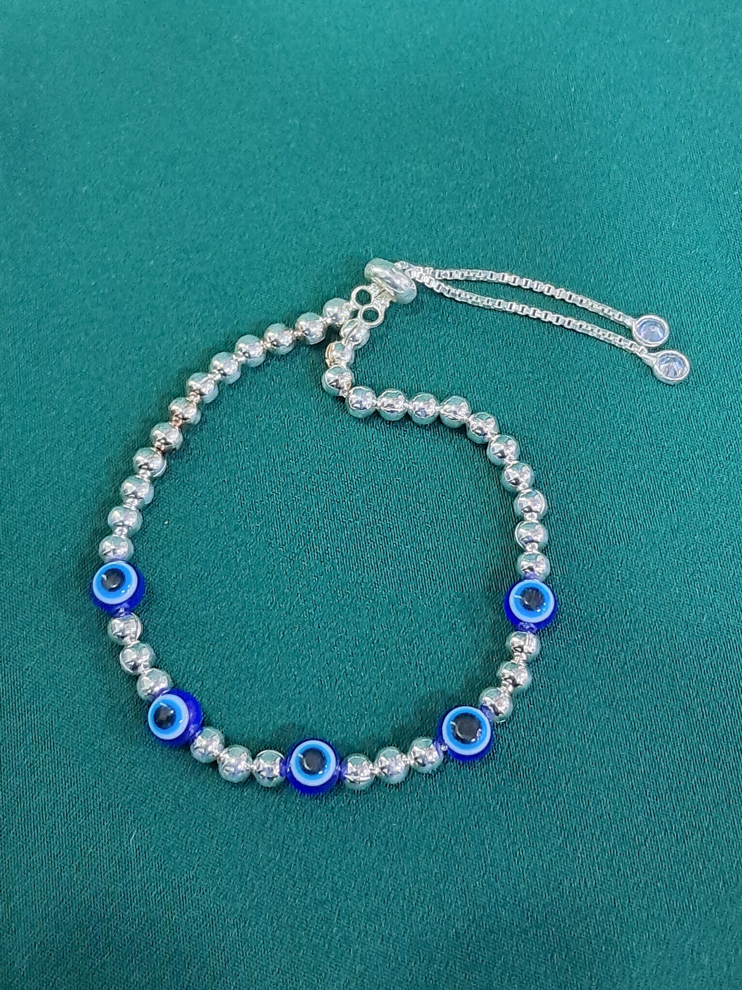 925 silver adjustable evil eye bracelet