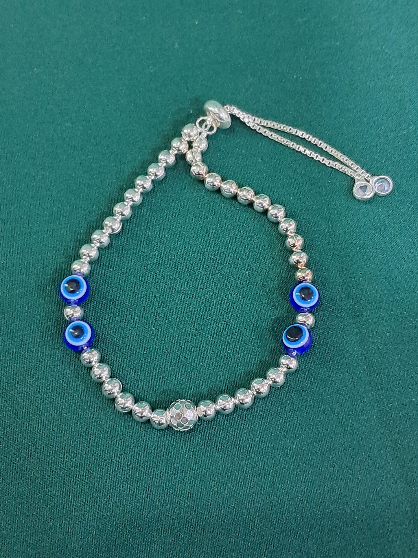 Sterling silver 925 adjustable evil eye bracelet