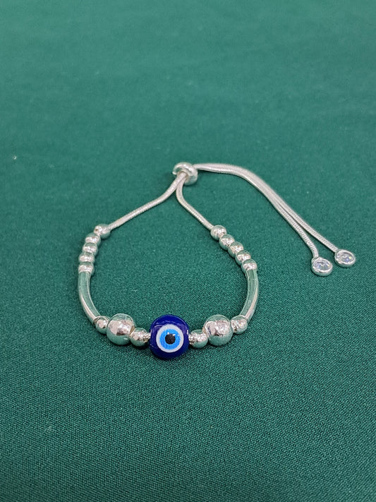 925 sterling silver adjustable evil eye bracelet