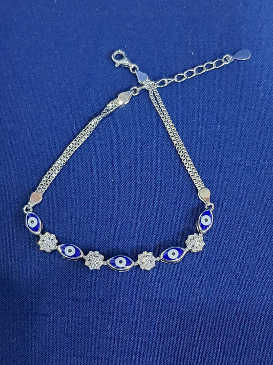 925 sterling silver fancy evil eye bracelet