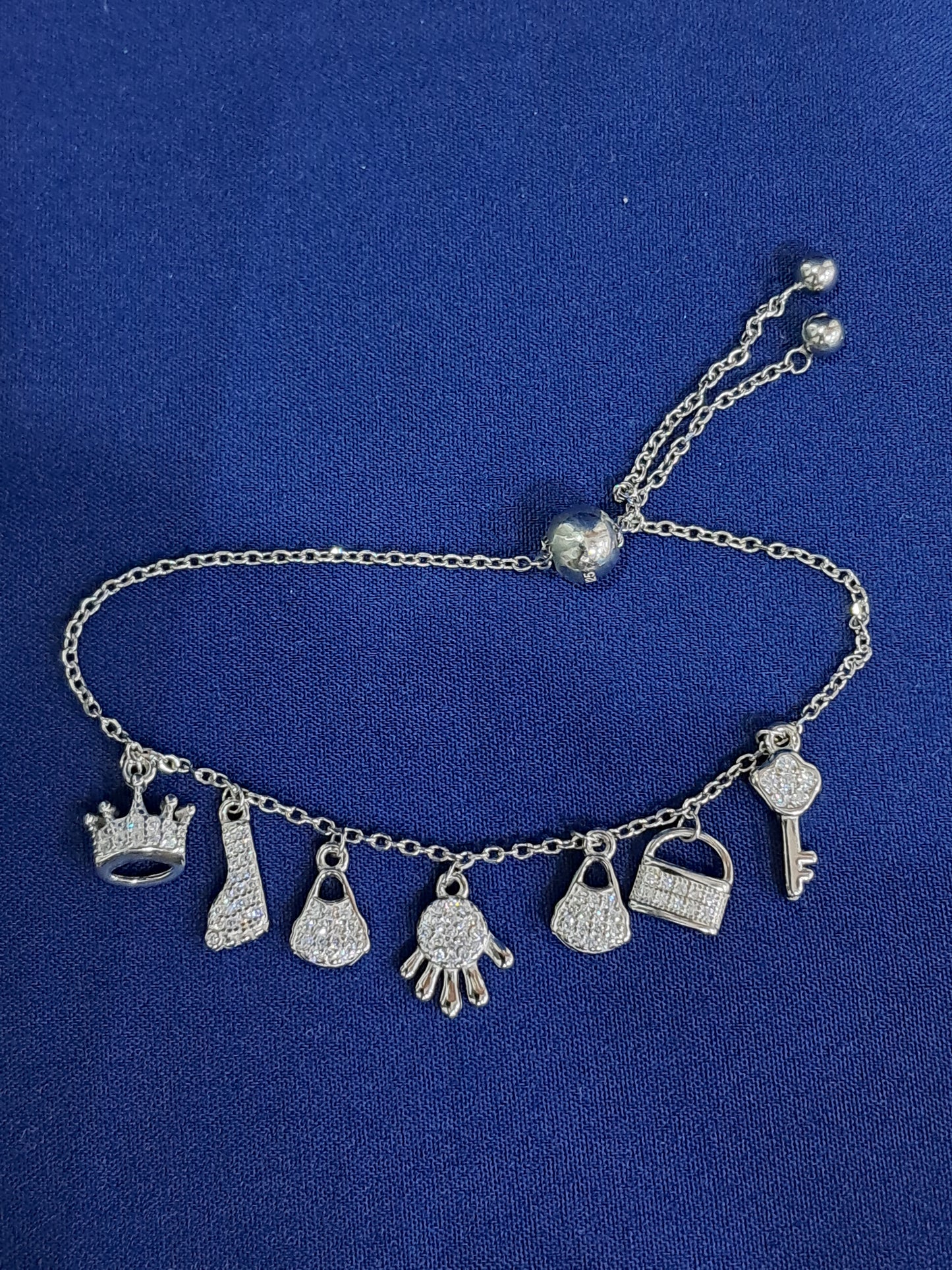 925 sterling silver adjustable charm bracelet