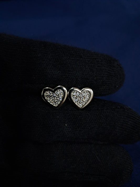 Micro diamond setting 925 silver heart shaped earrings