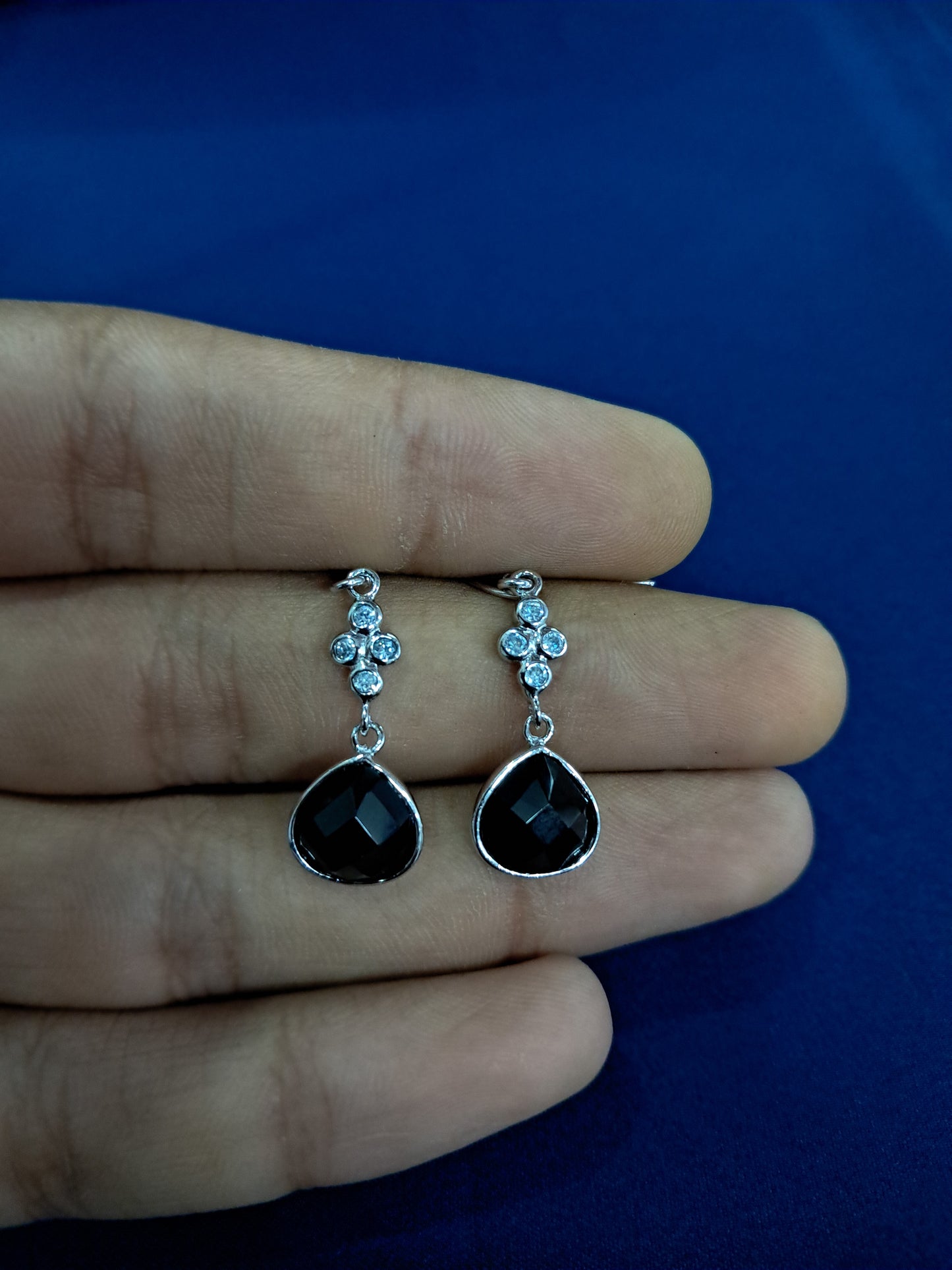 925 black stone earrings