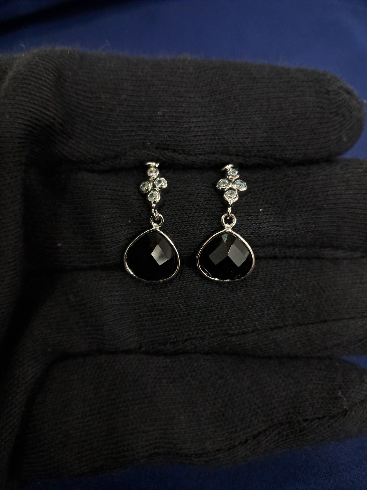 925 black stone earrings