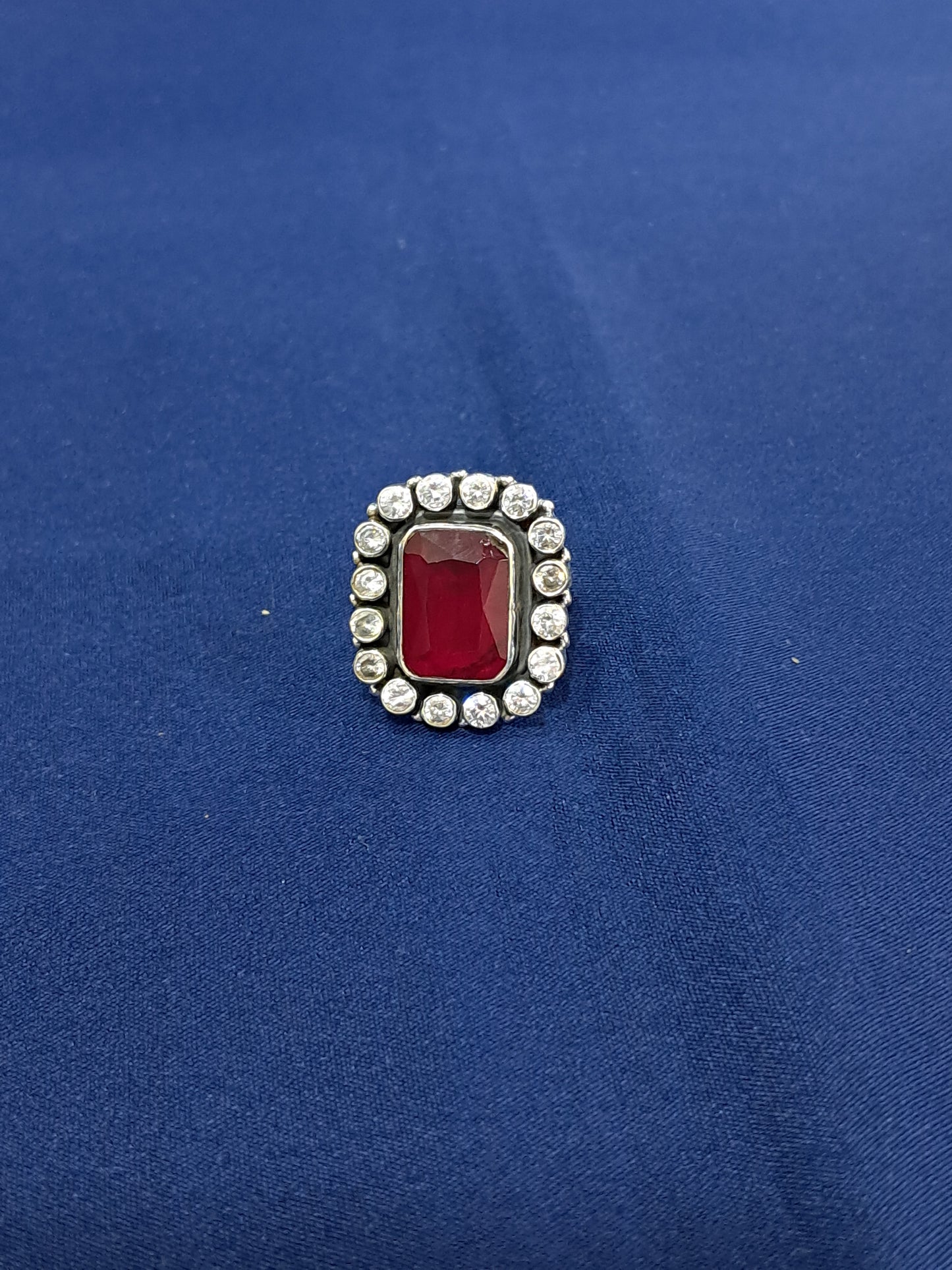 Red stone 925 silver ring (adjustable)