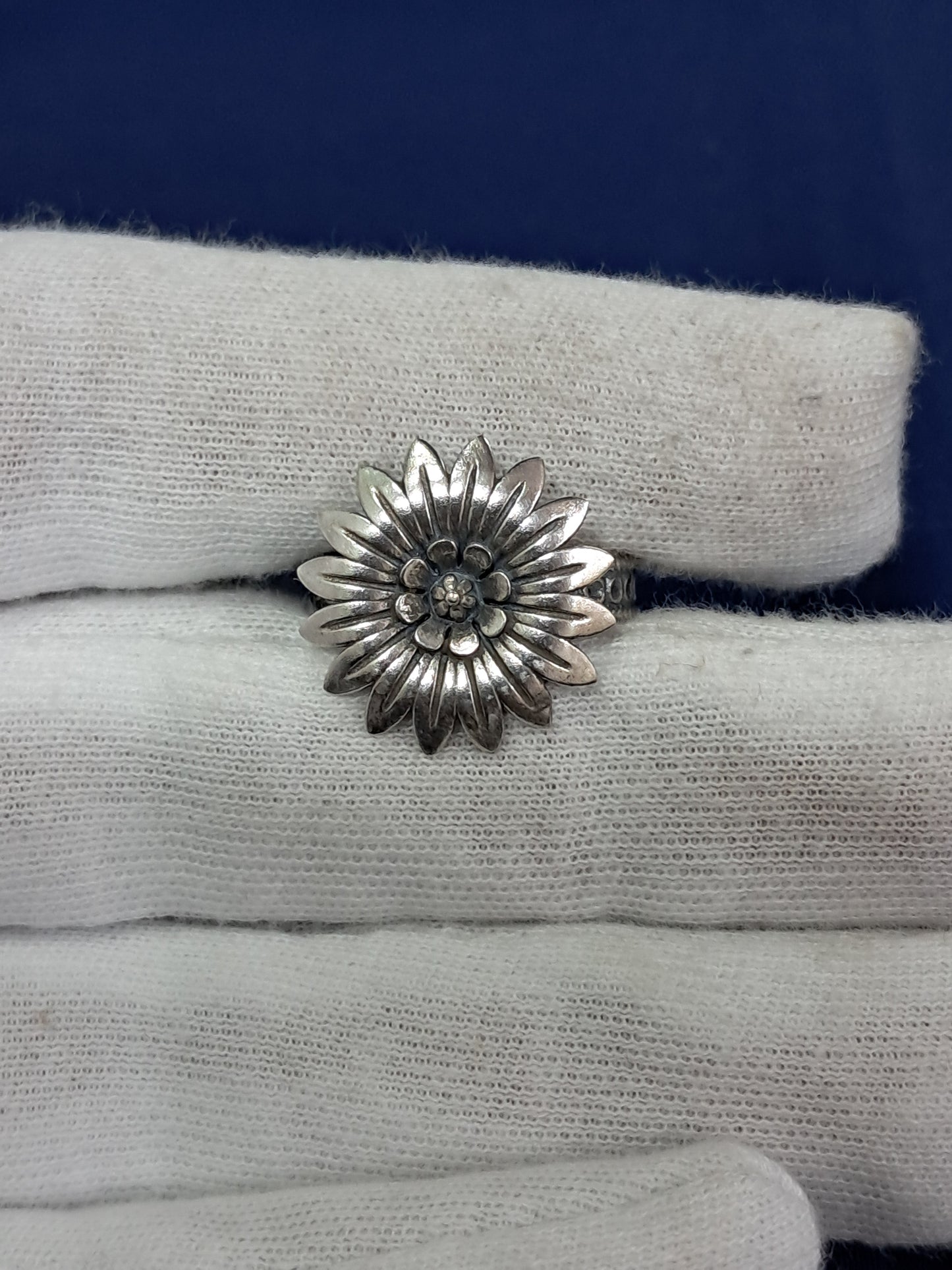 Flower ring 925 silver (adjustable)