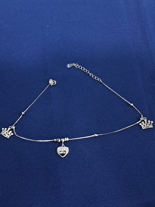 Heart shaped 925 anklet