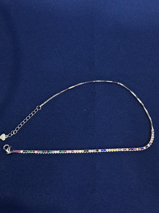 Color diamond 925 silver anklet