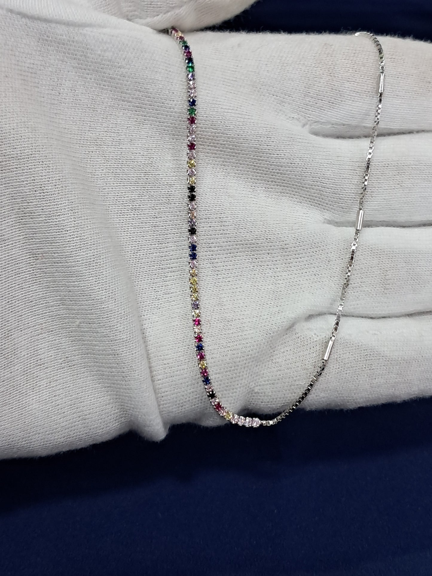 Color diamond 925 silver anklet