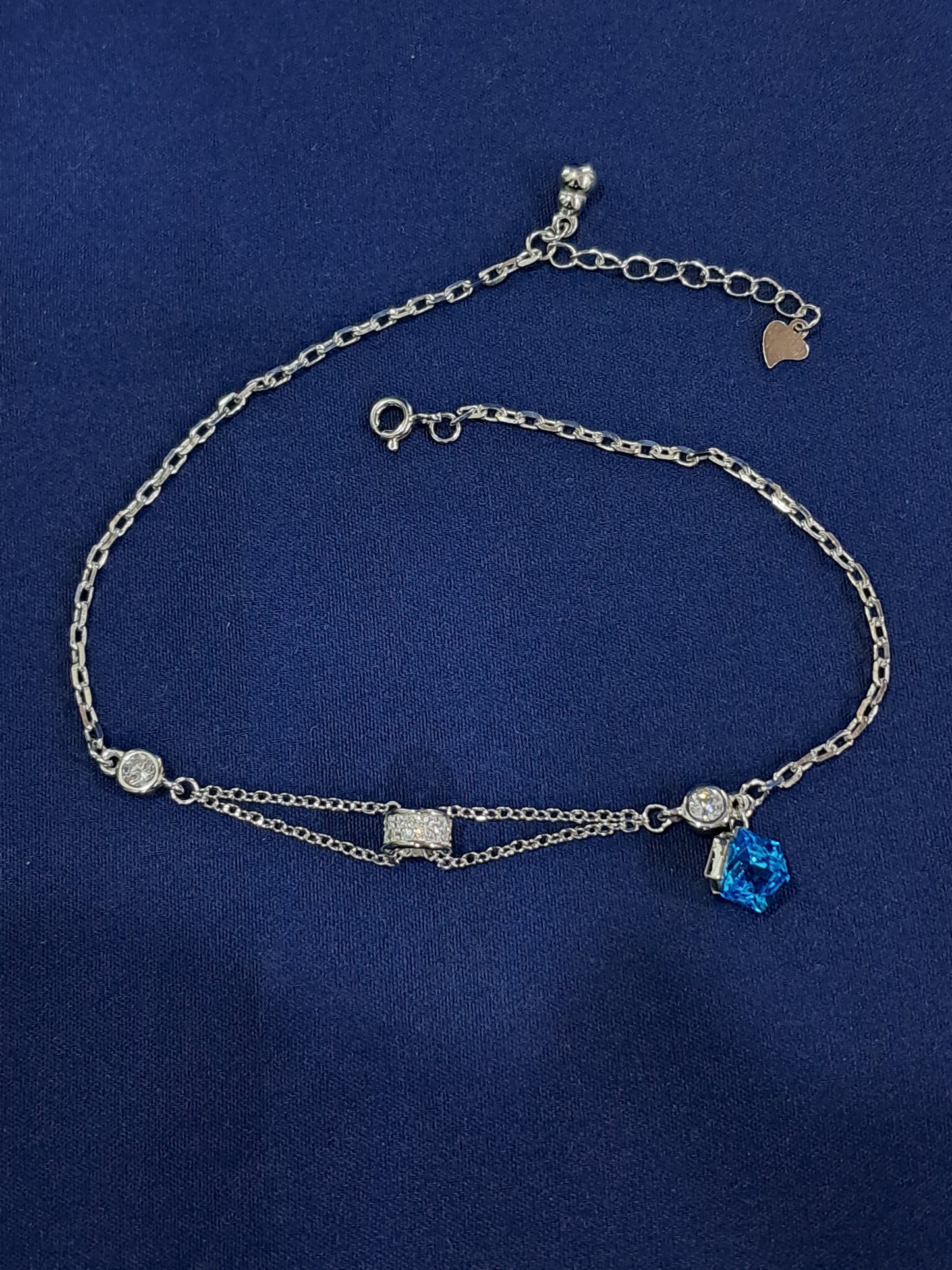 Fancy blue stone 925 anklet