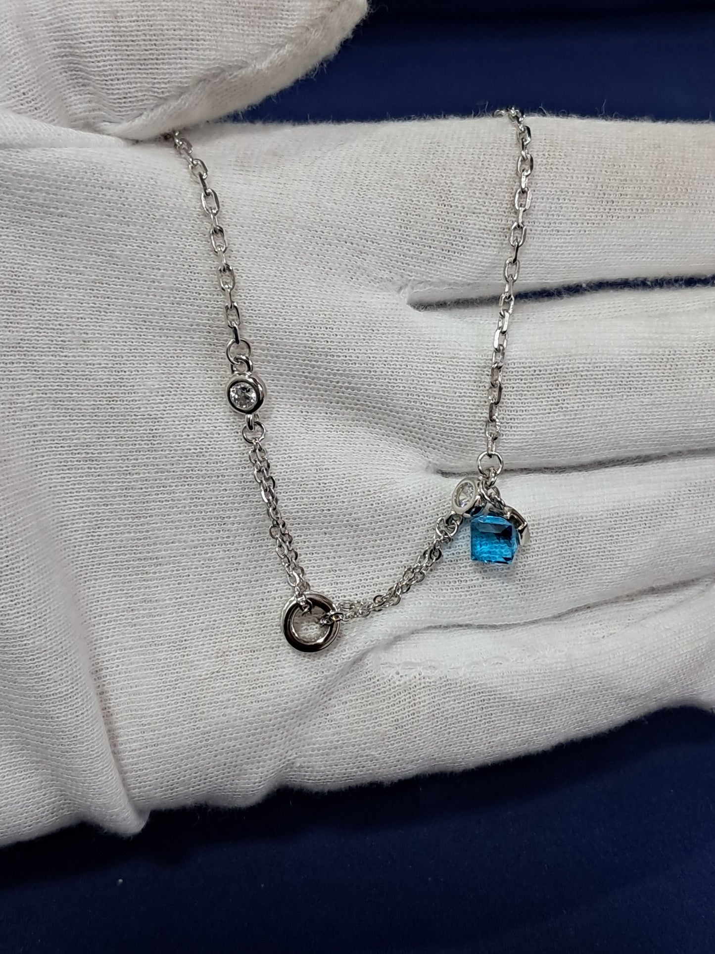 Fancy blue stone 925 anklet