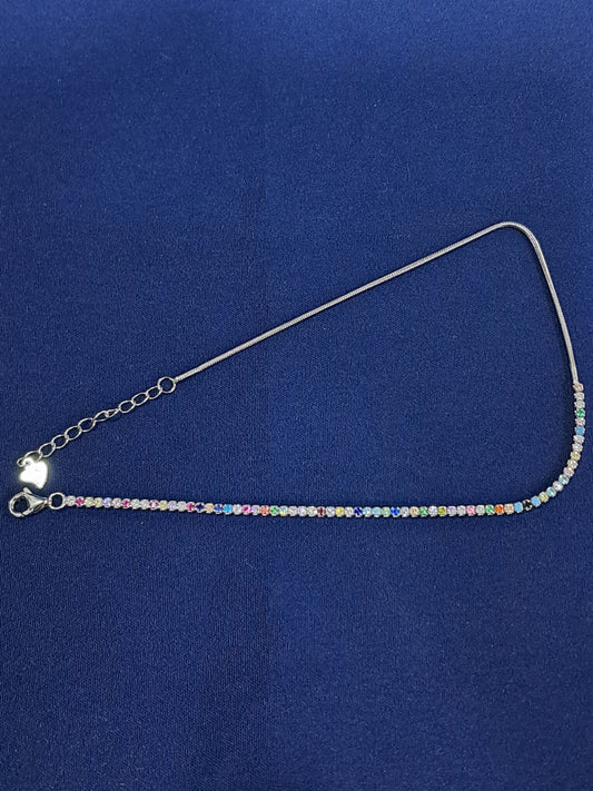 Multicolor stone 925 silver anklet