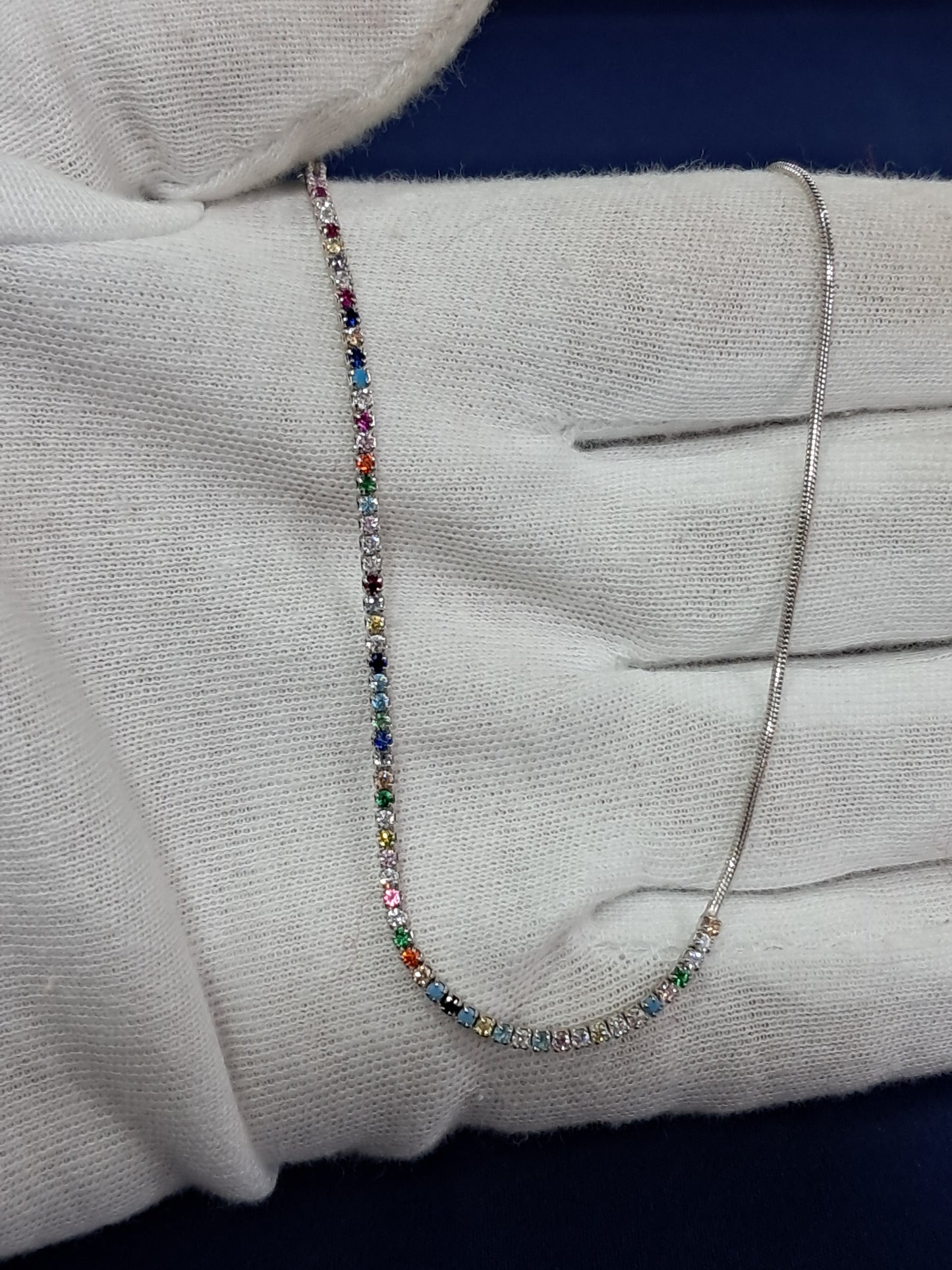 Multicolor stone 925 silver anklet