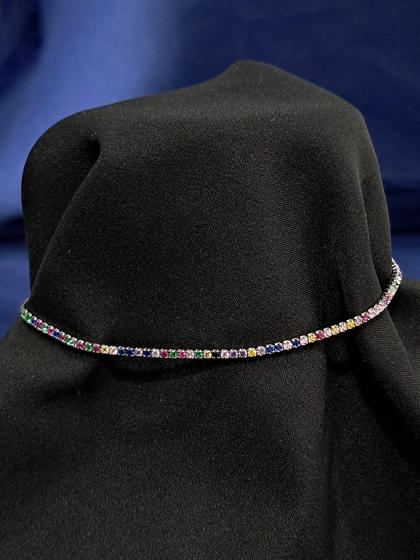 Multicolor stone 925 silver anklet