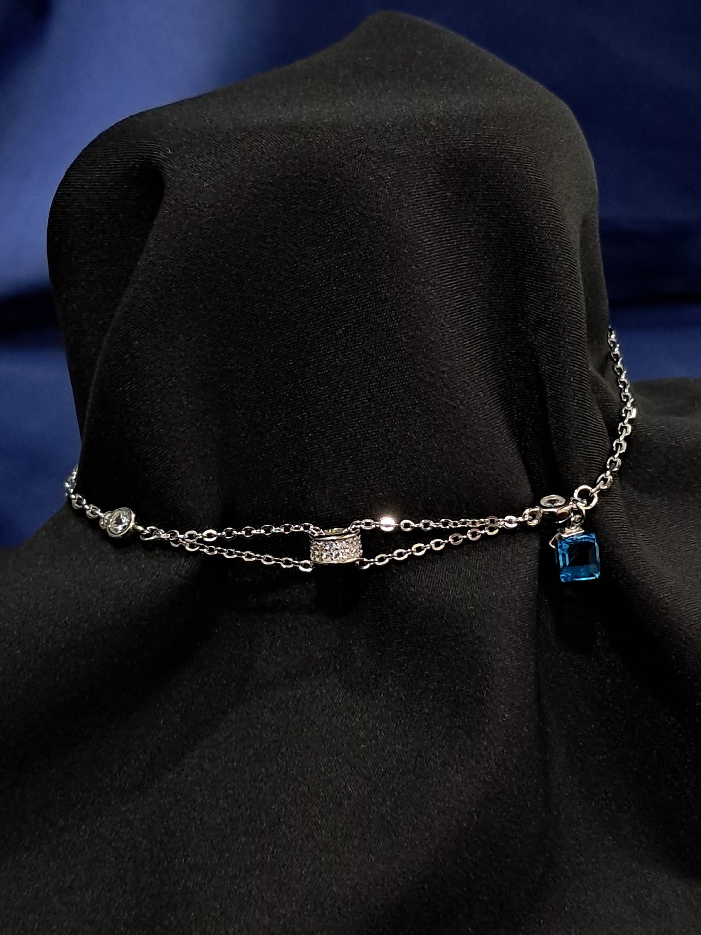 Fancy blue stone 925 anklet