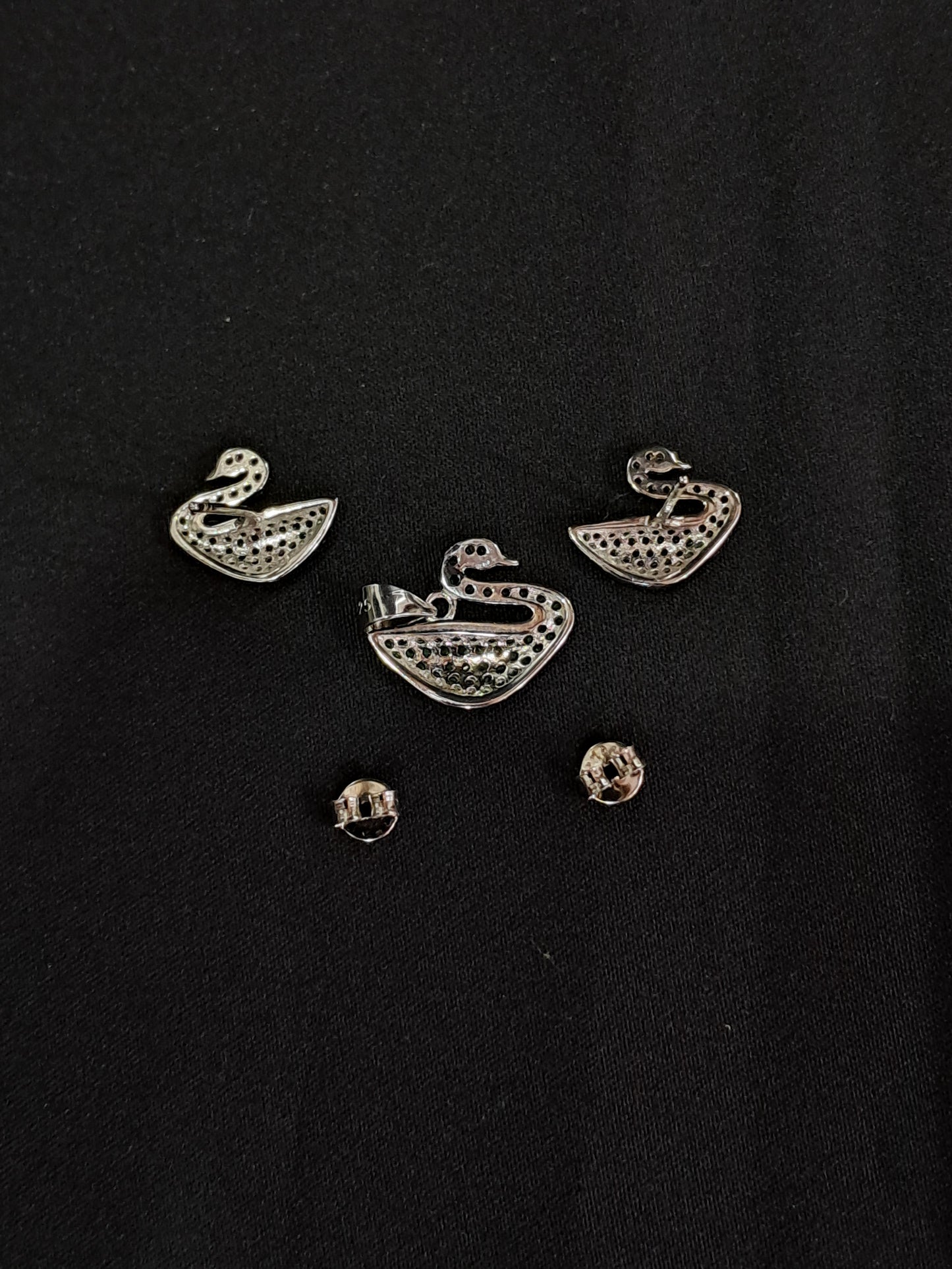 925 silver swan pendant set