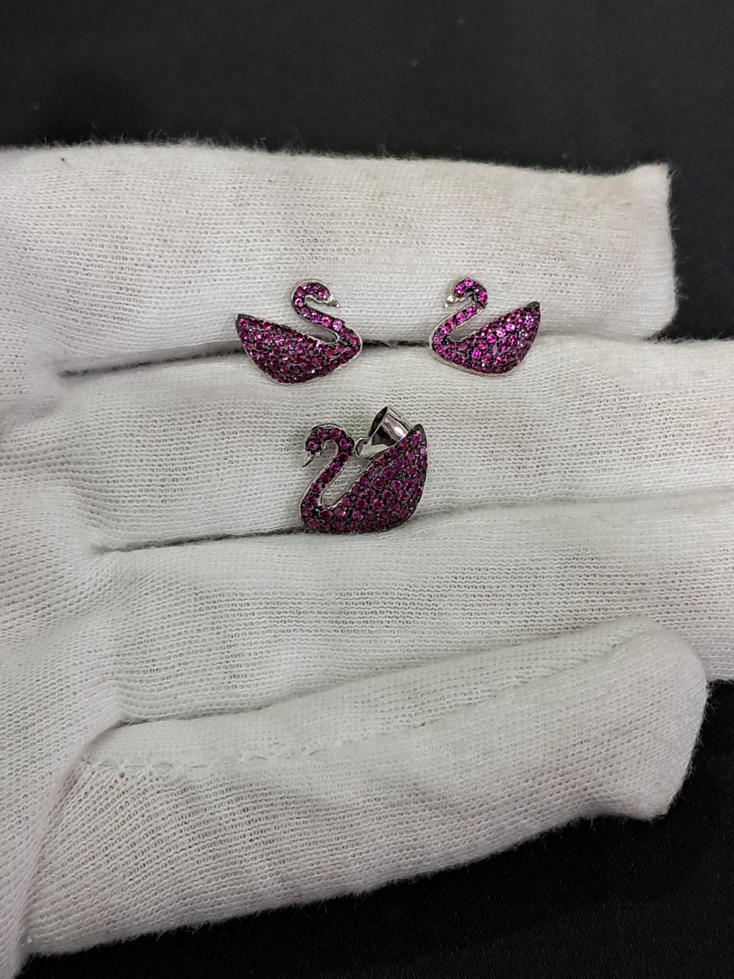 Pink swan 925 pendant set