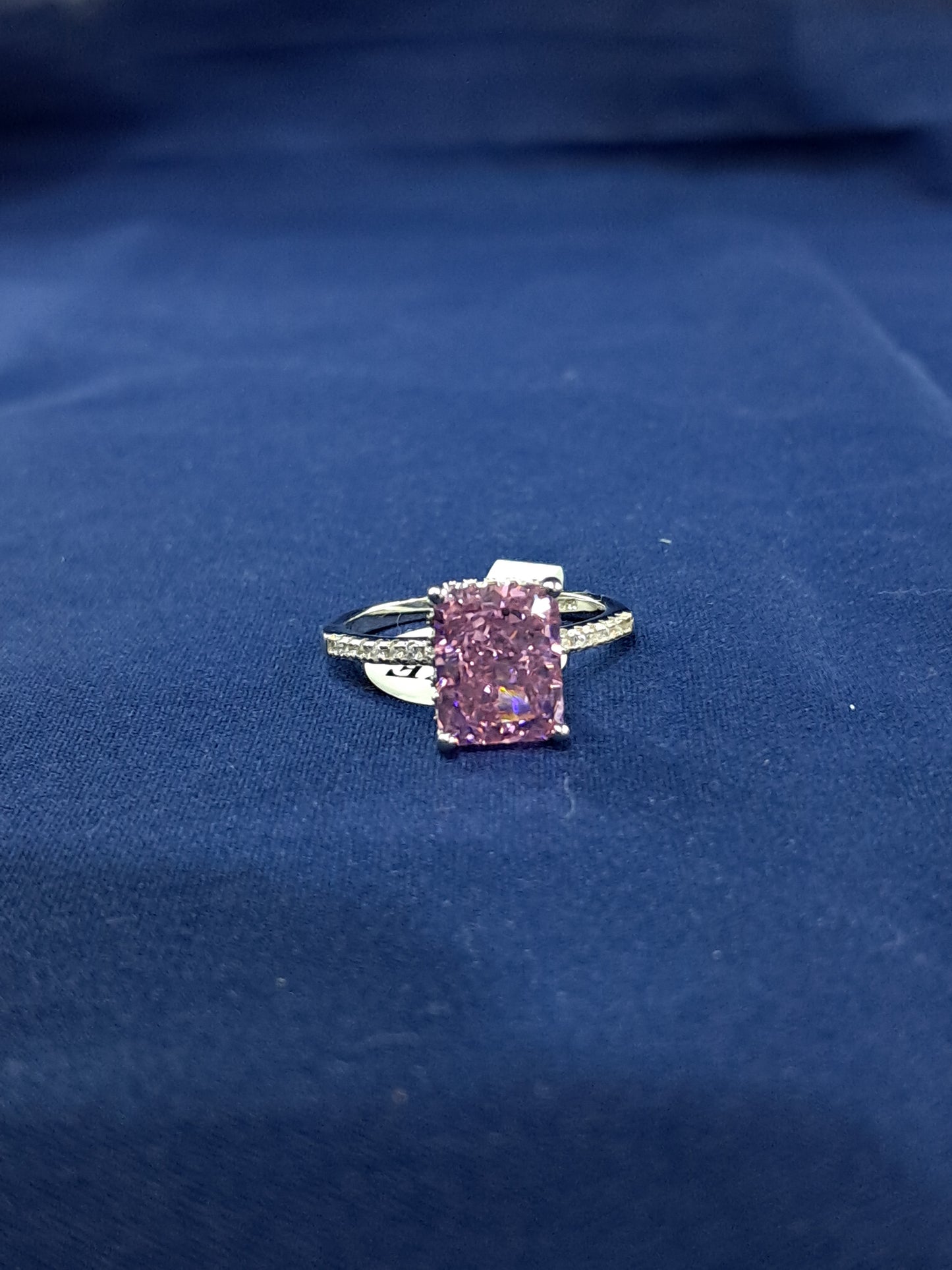 Shady pink solitaire ring