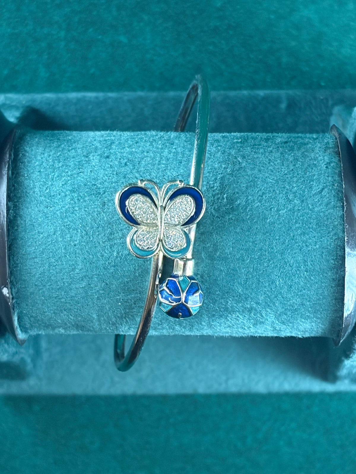 Butterfly Charm Kada Bracelet – Two-Tone Enamel, 925 Silver