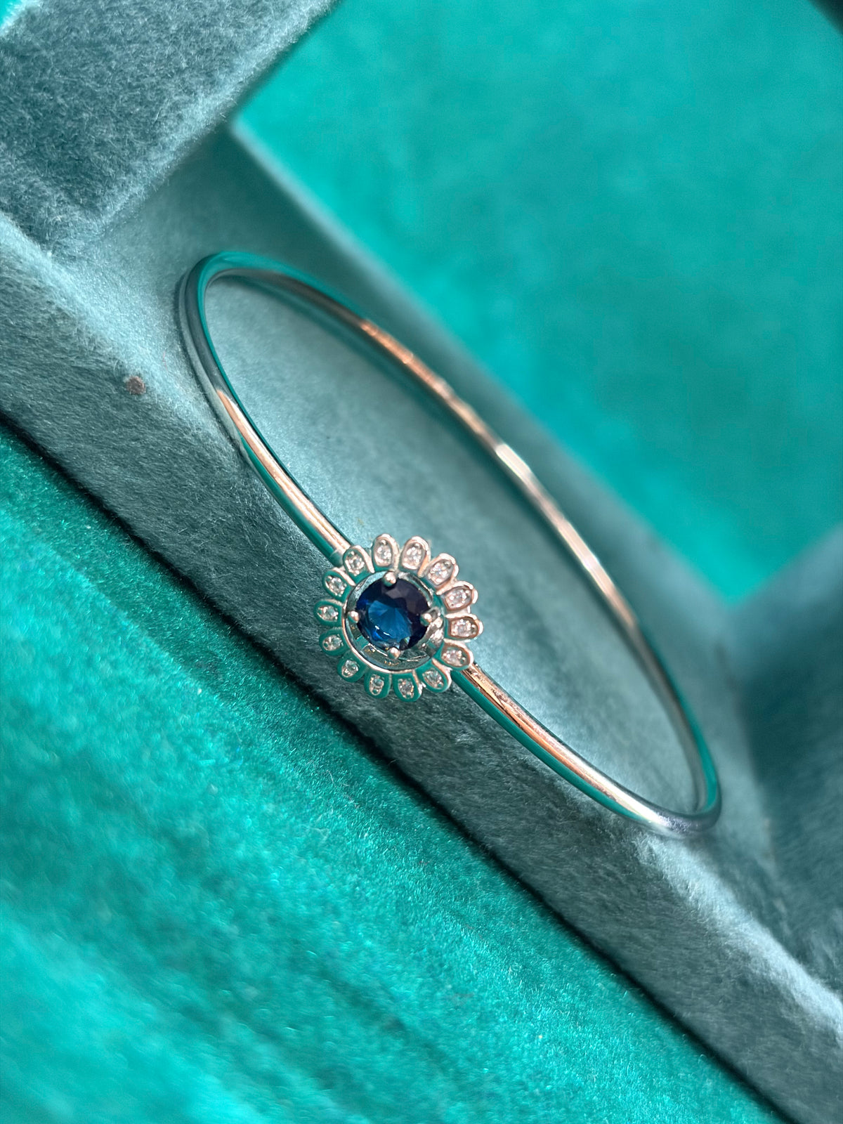 Sapphire-Tone Halo Bangle, 925 Silver