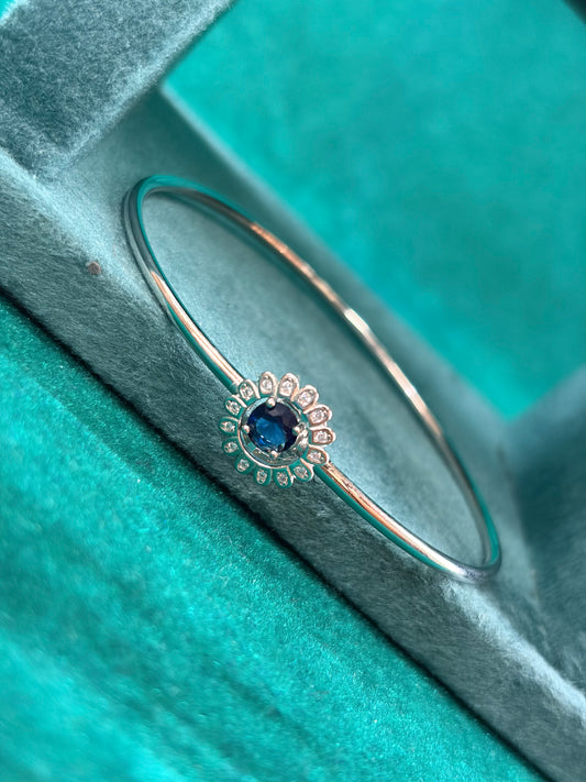 Sapphire-Tone Halo Bangle, 925 Silver
