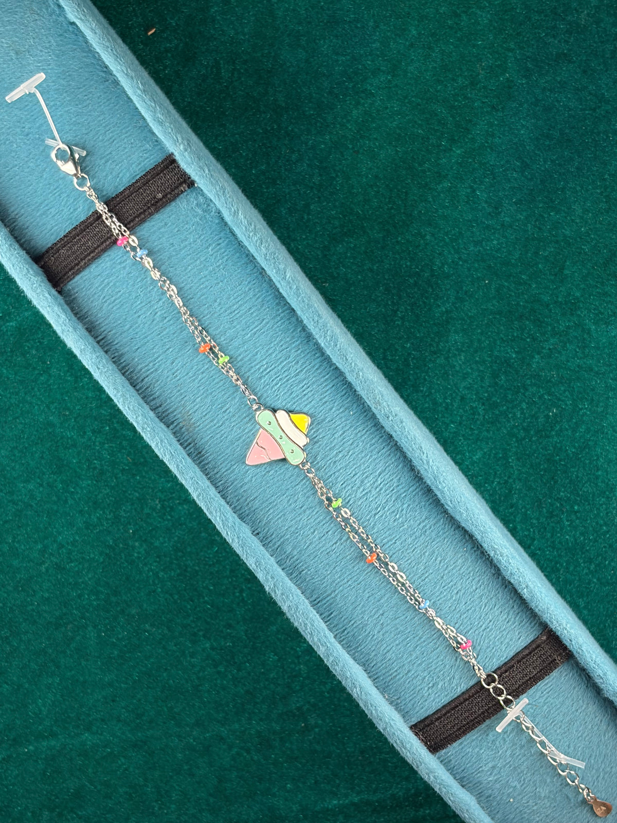 Pastel Bow Kids Bracelet – Enamel Charm, 925 Silver