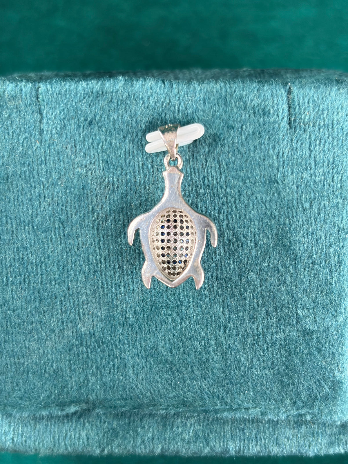 Evil Eye Turtle Pendant – Blue Accent, 925 Silver