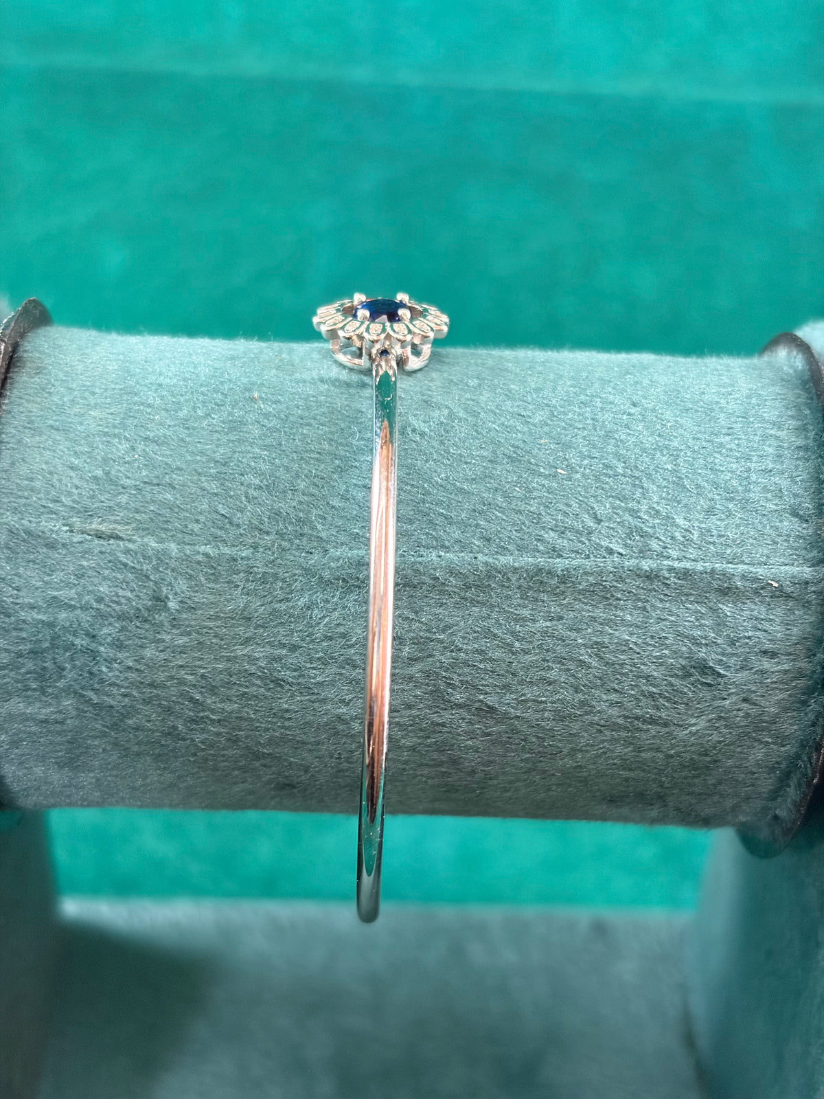 Sapphire-Tone Halo Bangle, 925 Silver