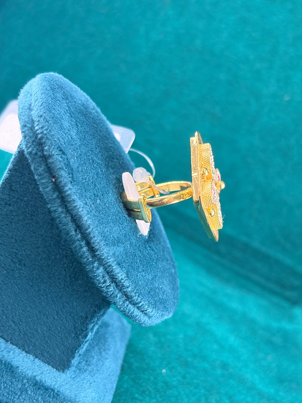Clover Cluster Ring – Ruby & Emerald-Tone, 925 Silver