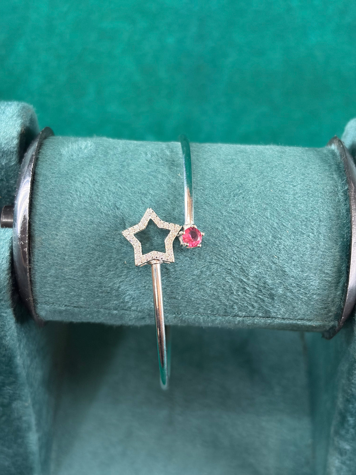 Pink-Tone Star Bangle, 925 Silver