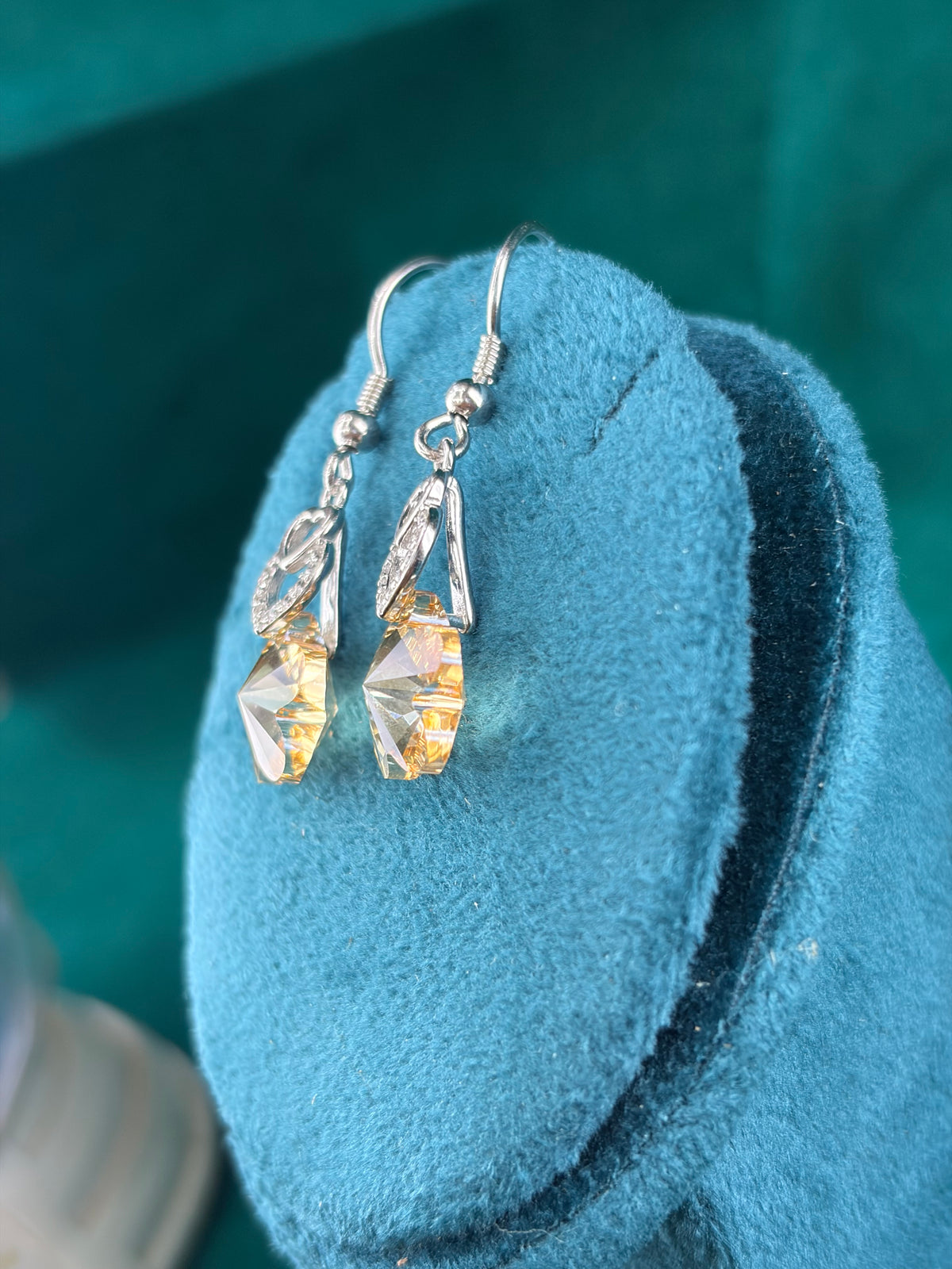 Citrine-Tone Flower Danglers – Festive, 925 Silver